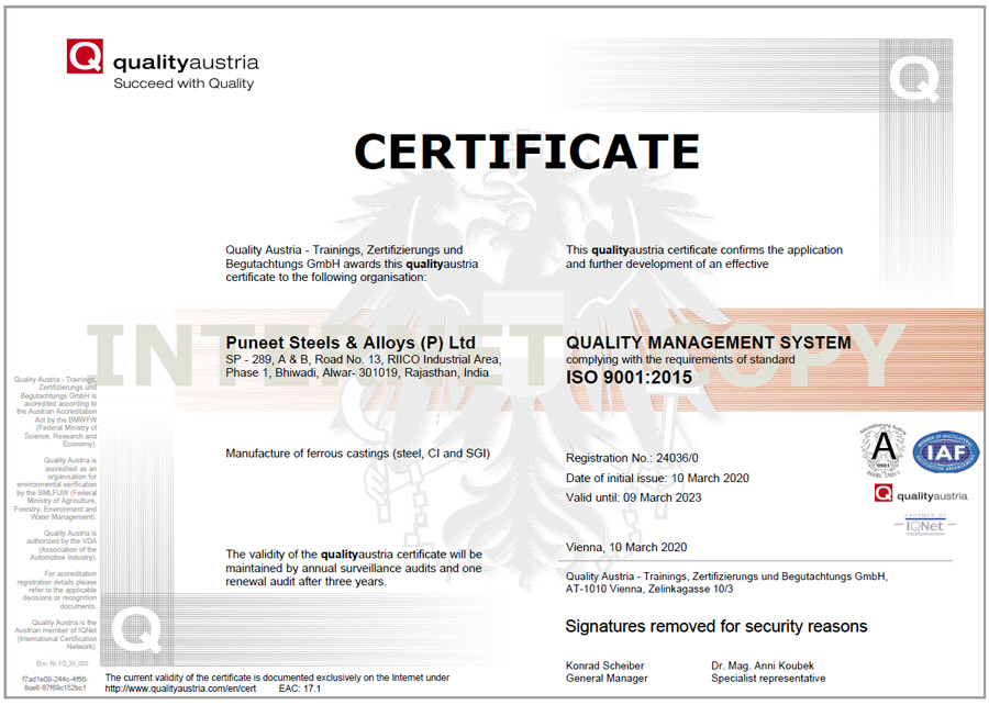 ISO-9001 2015 Certificates